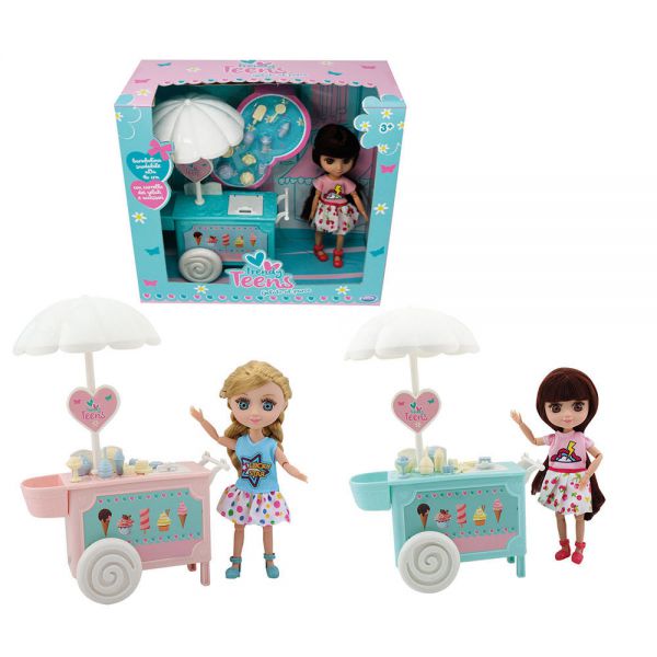 Trendy Teens - Ice cream in the park 16 cm articulated Fashion Doll with ice cream trolley